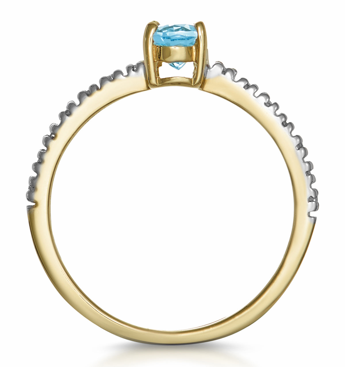 Aquamarine 0.35CT And Diamond 9K Yellow Gold Ring